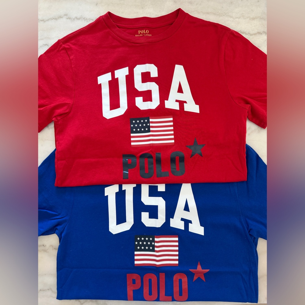 Polo by Ralph Lauren Kids Red and Blue USA Flag Tees